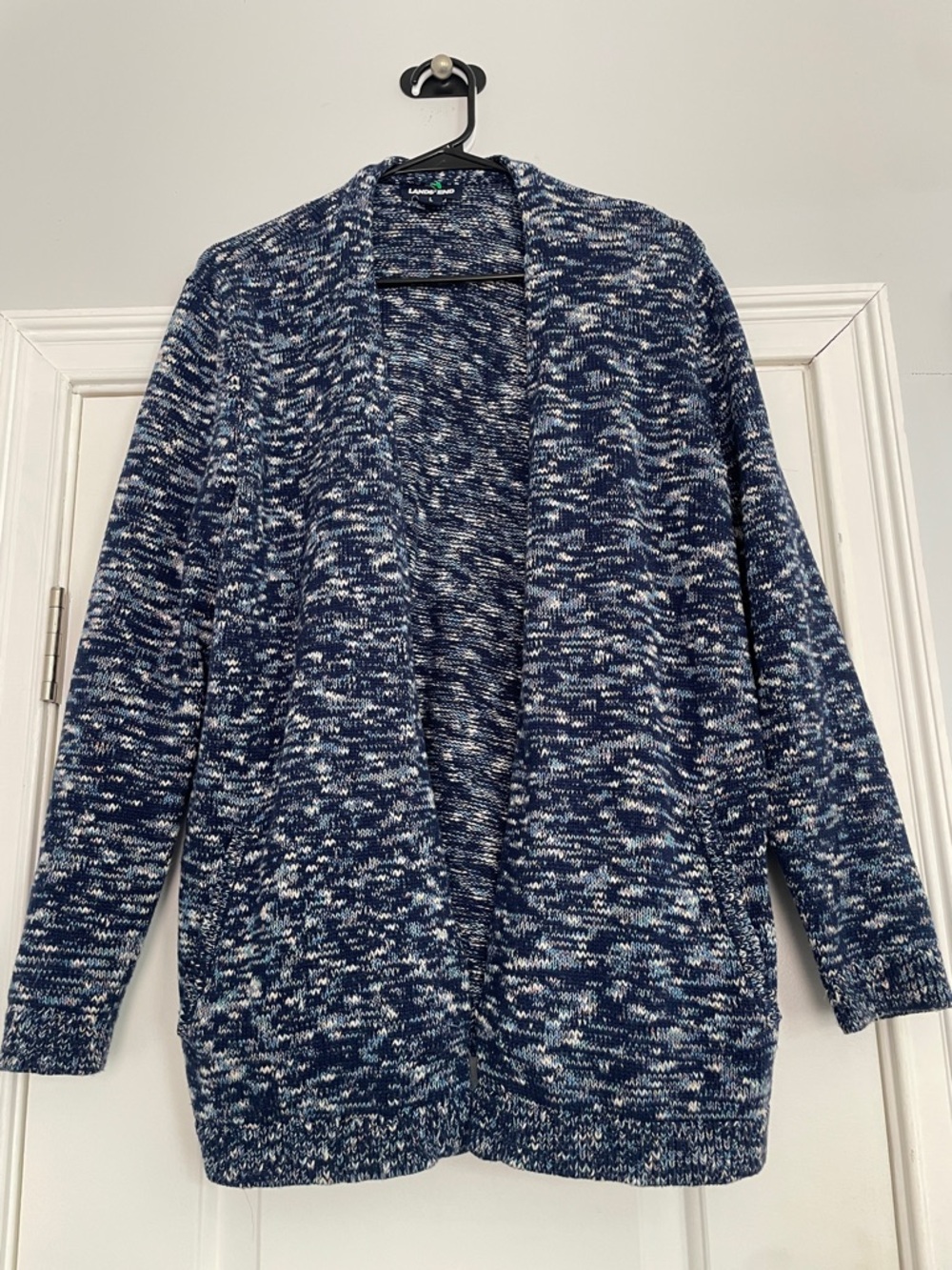 Lands' End Navy Marled Open Cardigan